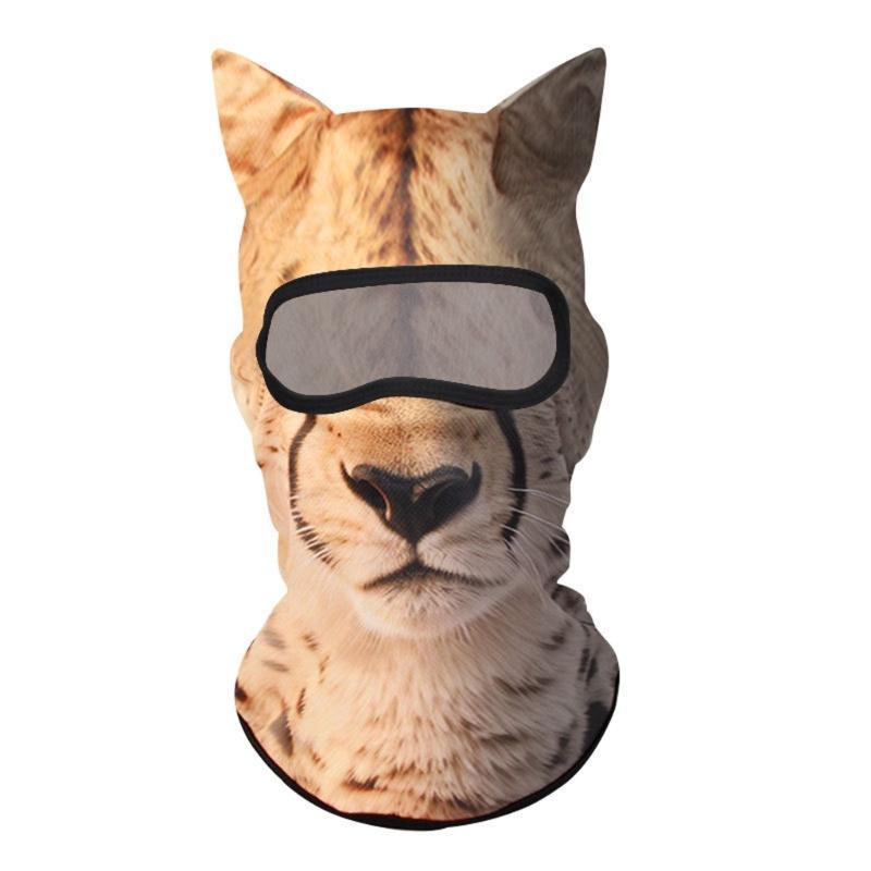 Elastic 3D Cats Pattern Balaclava Mask for Running Hiking and Skiing Comfortable Ice Silk Headcover for Outdoor Actvitiy