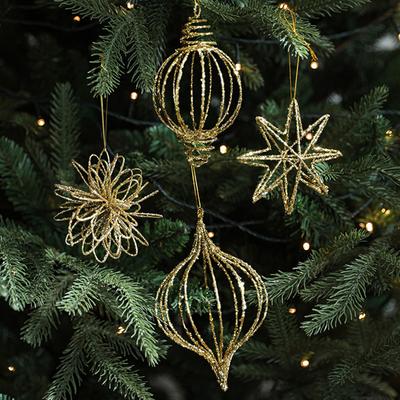 1PC Weihnachten Weihnachten Baum Hause Kinder Spielzeug Geschenk Weihnachten Neue Jahr Gold Hohl Metall Anhänger