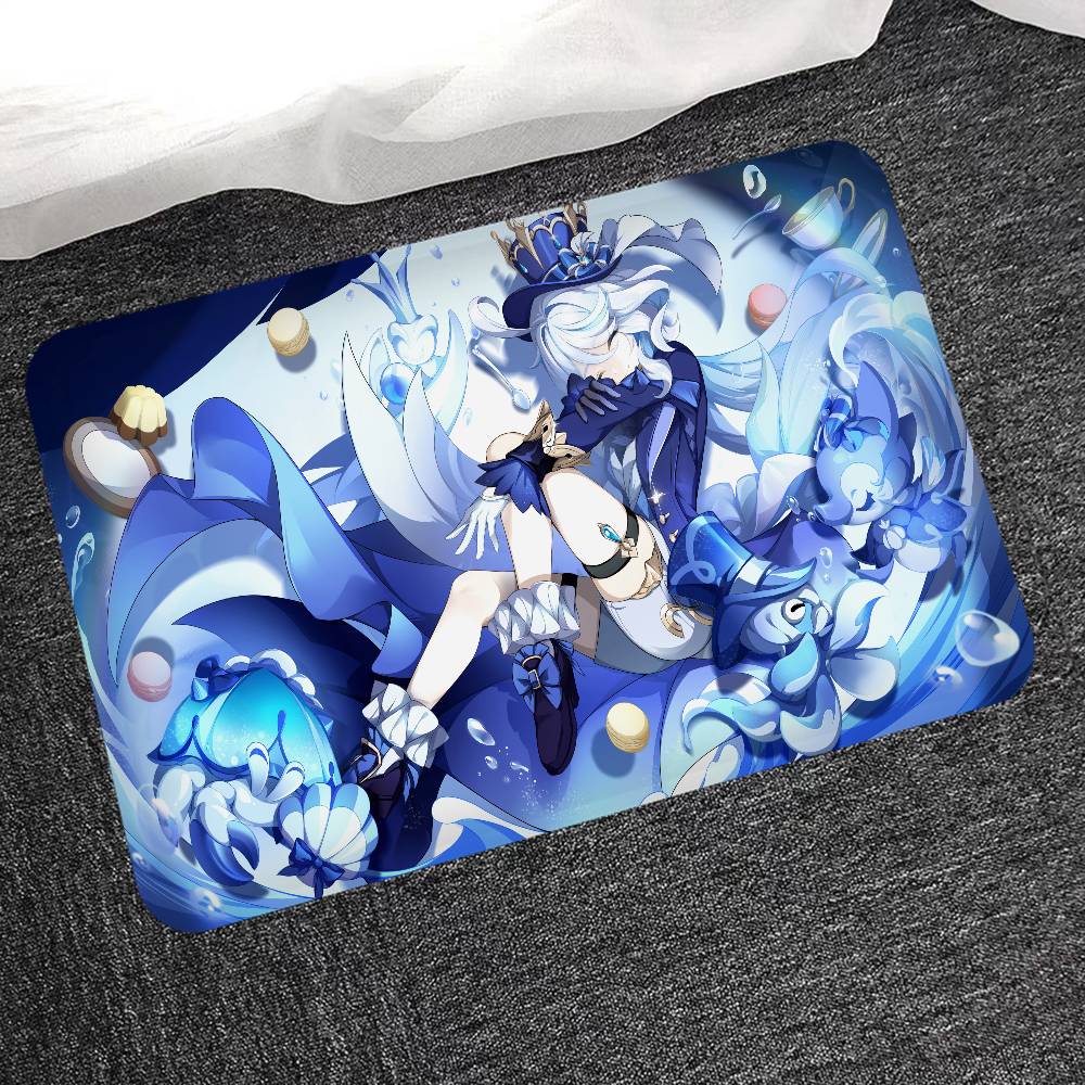 HD New Pretty Genshin Impact Furina Anime Entrance Door Mat Nordic Style Home Doormat Bathroom-Toilet Mats Bedroom Decor Mat