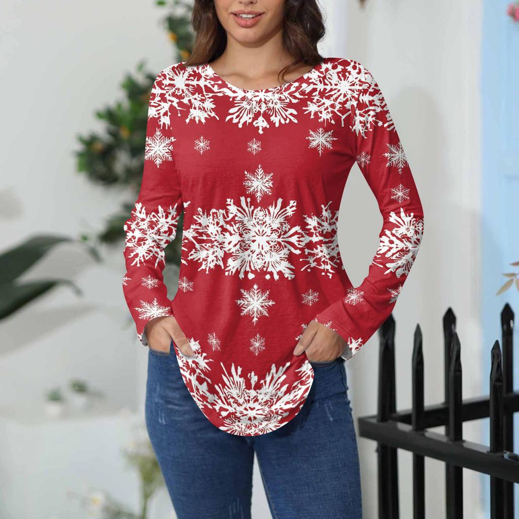 Tee Shirts For Women Fall Casual Long Sleeve Shirts Sweatshirt Vintage Graphic Printing Top Pullover Valentine's Day