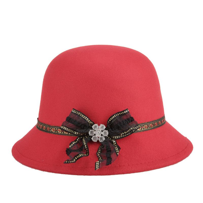Spring Women's New Hat Woolen Top Hat Fashion Hat Fashion Milliner Basin Hat a Piece