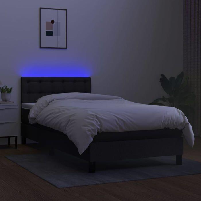Maison Exclusive - Sommier à lattes de lit avec matelas et LED Noir 90x190cm Tissu