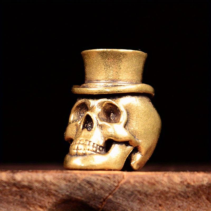 Hatted Skull Head Brass Knife Beads EDC DIY Woven Bracelets Lanyard Pendants Accessories Outdoor Tool Hangings Charms