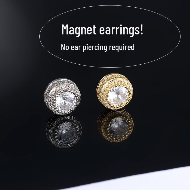 Zircon Magnetic Ear Clips: Painless, Non-Pierced Earrings for Women & Men