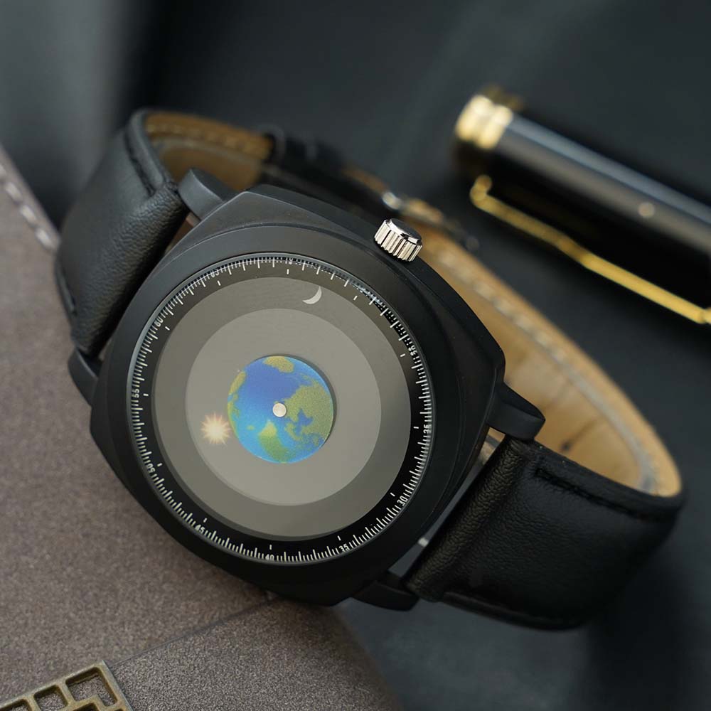 Watches Men Minimalist Style Simple Quartz Wristwatches Waterproof Student Clock Unique Sun Moon Earth hands watches