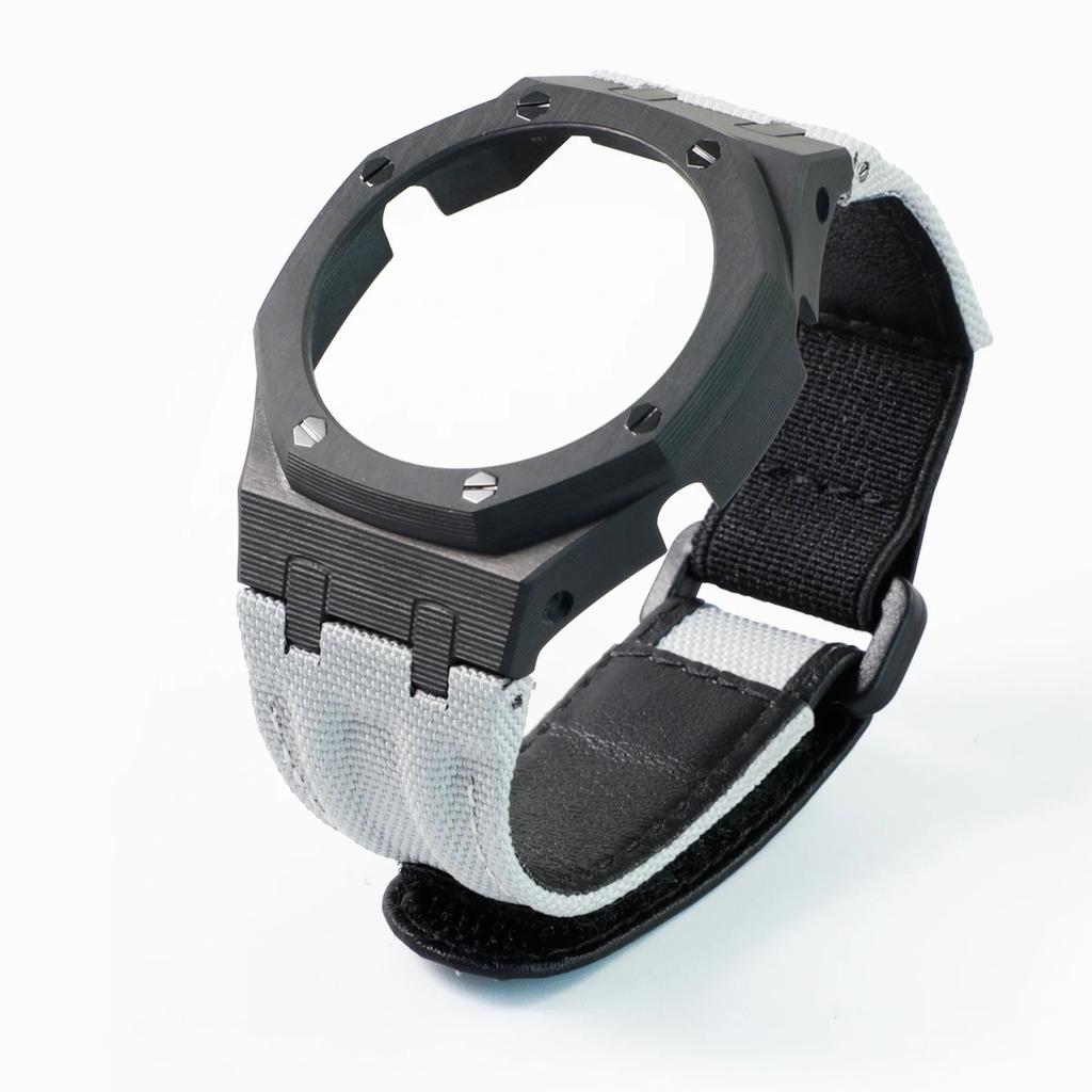 GA-2100 Carbon Fiber Case & Nylon Strap Set for Casio GA2100/2110/B2100/GM2100/GBM2100-Shock Resistant Watch Mod Kit Accessories