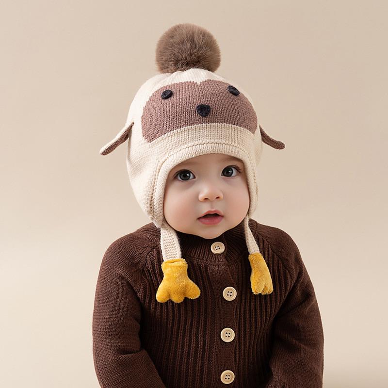 

Toddler Cotton Beanie With Round Top Design For Cold Season Comfort And Cuteness бежевый