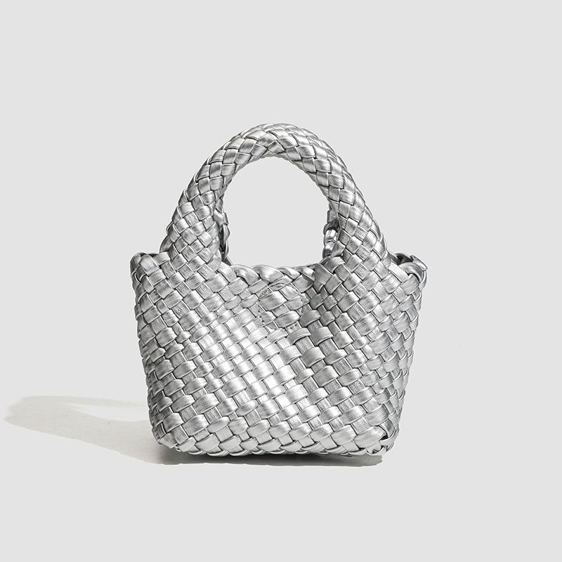Wedding decoration Niche Ontwerp Veelzijdige Handgeweven Moedertas &Eacute;&eacute;n Schouder Diagonale Emmer Koolmand Dagelijkse Mini Handtas gray