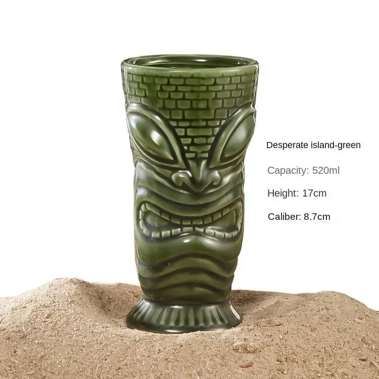 60er Typ Hawaiianische Tiki-Tasse Keramik-Cocktailgläser Bar Weinglas Dekorationen Ornamente Gläser für Getränke Personalisiertes Geschenk