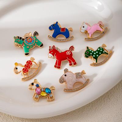 Successful Rocking Horse Brooch Cute Cute Pony Shape Badge Versatile Fashion Badge Pin With Accessories