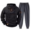 Men's Casual Hoodie and Jogger Set - Long Sleeve Drawstring Sweatsuit with Multiple Pockets for Fall Winter (Dark Gray)