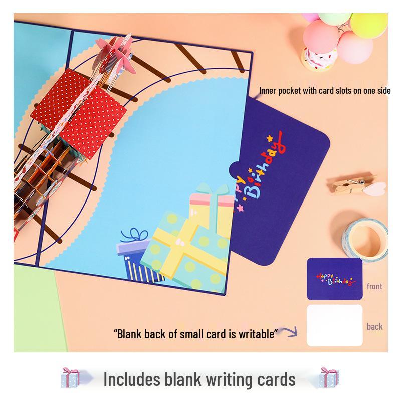 3D Pop-up Birthday Wishes Train Greeting Card