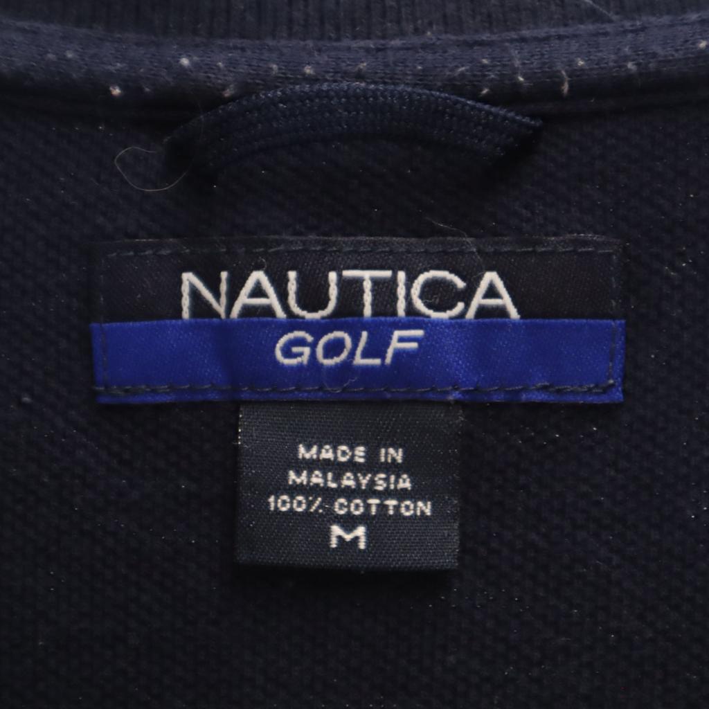 NAUTICA GOLF Border Pattern Short Sleeve Polo Shirt M Navy Fawn Men's Used