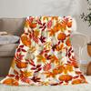 Fall Thanksgiving Throw Blanket Maple Leaf Pumpkin Flannel Print Blanket Super Soft Cozy Nap Blanket Perfect Home Gift for Her