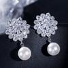 Ladies Cubic Zirconia Pearl Earrings Accessories for and Events [J's Select] Weddings, Bridal, Parties,