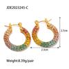 New Lava Hammered Colorful Zircon Earrings 18K Stainless Steel Gold Plated Chunky Hoop Earrings