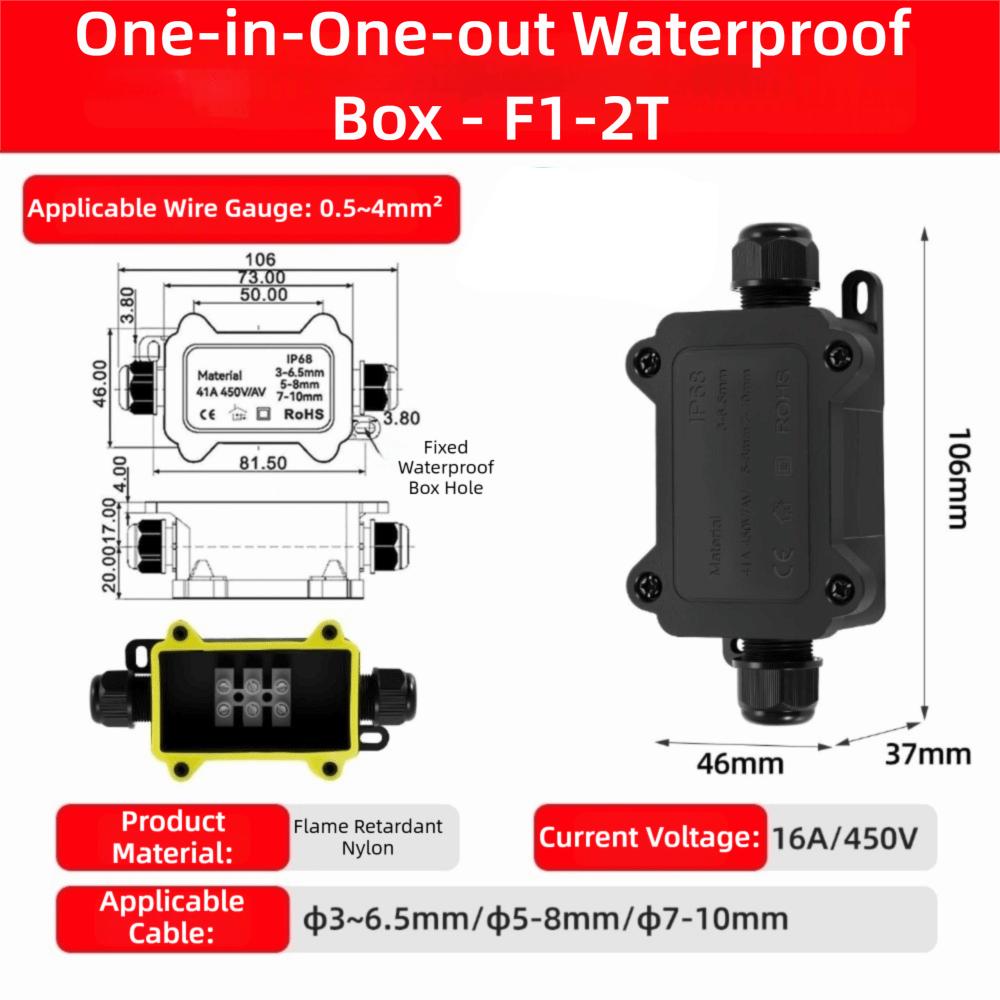 

2-6 Way Trunking Connectors PC Plastic Electrical Connector Enclosure Outdoor Use F1-2T 2 hole