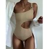 Exclusive One-Shoulder Solid Color Women's One-Piece Swimsuit
