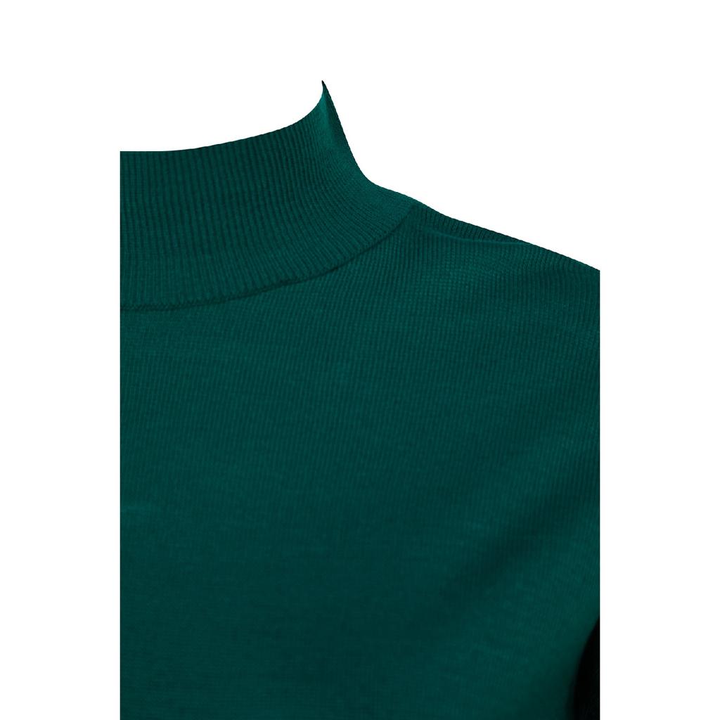 Pulover de tricotaje verde închis cu guler ridicat Tctaw24ak00007