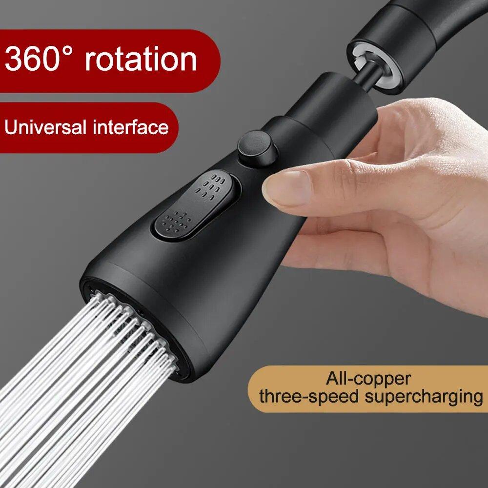 Duschkopf Küchenarmatur 360° drehbar Küchenspülbecken Hochdruckarmatur Sprühkopf Ersatz Küchenarmatur Verlängerungstaste