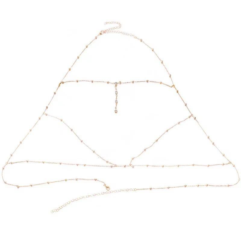Breast chain jewelry, pure desire style, the same style, high-end sense, fashionable and versatile, sexy flash diamond pendant, body chain, necklace.