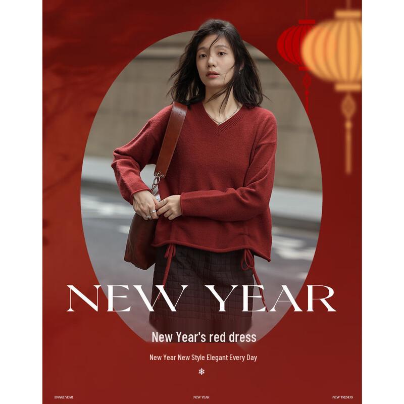 Demana Women s Retro V-Neck Drawstring Knit Top M