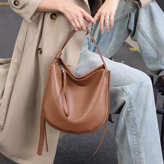 Neue Tote Bag fauler Stil Damen Ledertasche bequem weiches Rindsleder große Kapazität minimalistisch Pendler Schulter Messenger Bag