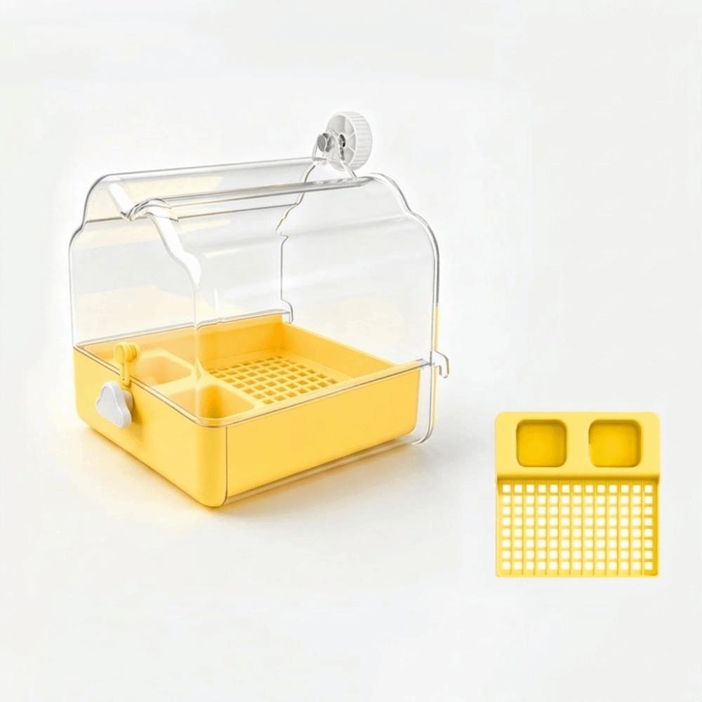 Large Capacity Bird Birdbath Feeder Transparent Splash Proof Parrot External Feeding Basin Hanging Drawer Design Bird Bath Cage
