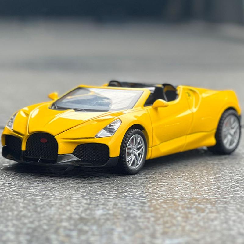 1/32 Bugatti Mistral W16 Alloy Sports Car Model Diecast Metal Toy Racing Car Model Simulation Sound and Light Childrens Toy Gift