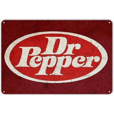 Dr Pepper Logo Retro Arte de Pared Letrero de Lata Decoración de Bebida Retro Metal Nostálgico