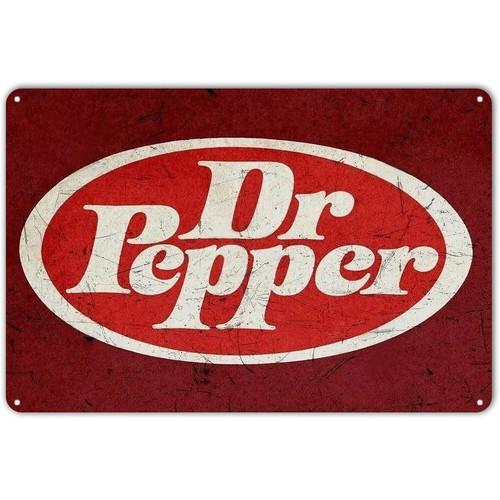 Dr Pepper Ретро Логотип Настенное Искусство Жестяная Вывеска Ретро Декор Напитков Металл Ностальгический 20x30cm（7.8x11.8inch）