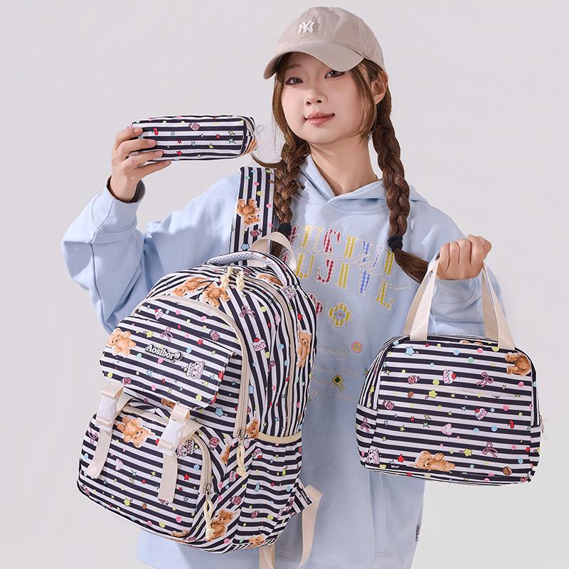 Three-piece Backpack Student Schoolbag Junior High School Women's Large-capacity Backpack