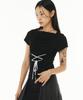 PEACE MAKER Ribbon Shirring Tee (Black)