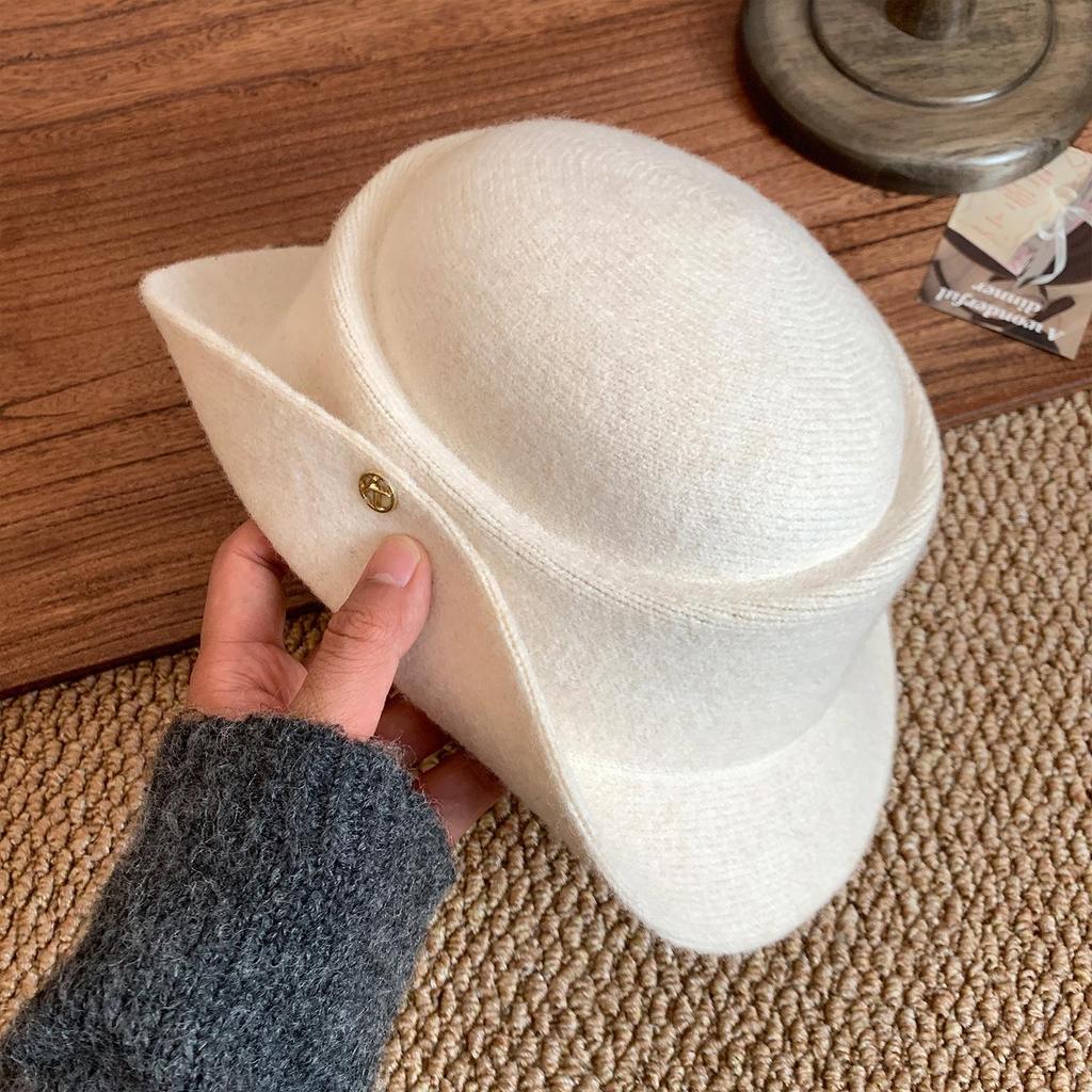 Korean-Style Rolled Brim Beret for Women - Elegant, Versatile Spring & Autumn Fashion Hat
