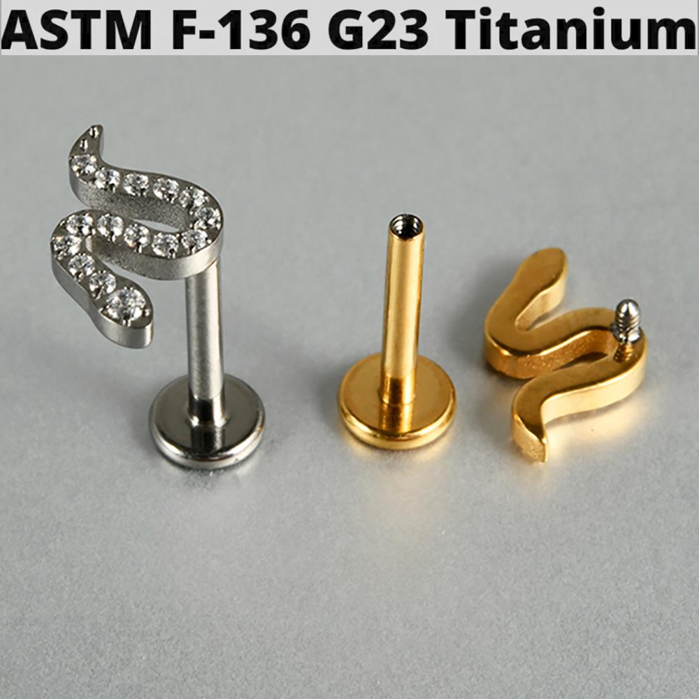 1PC G23 Titanium Butterfly Internal Thread Labret Lip Rings Cross Snake Ear Cartilage Tragus Helix Earring Lobe Piercing Jewelry