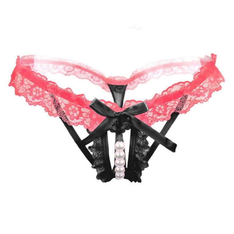 Lady Pierced Sexy Panties Temptation Lace Translucent T Underwear