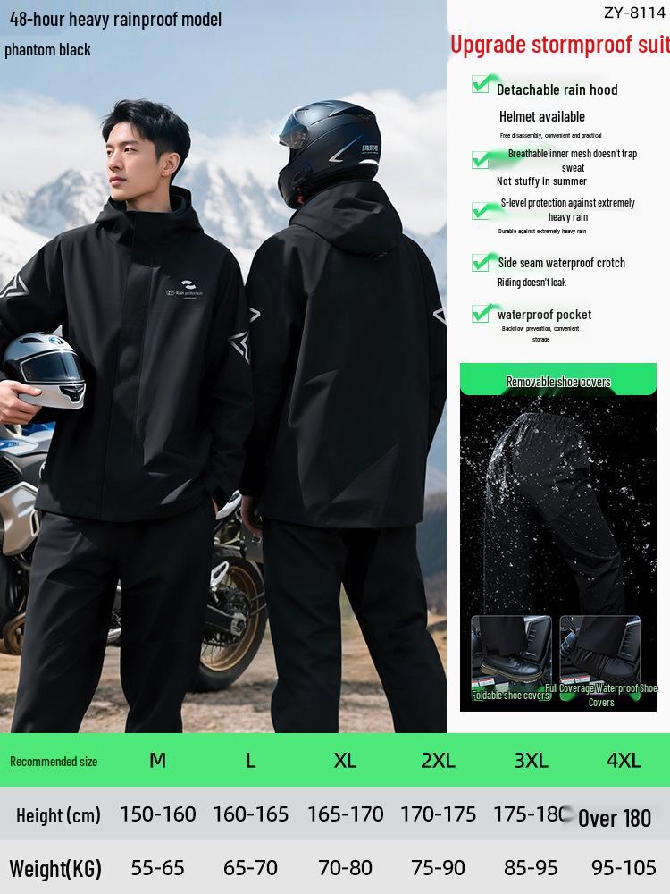 Qi An Ga Mian Adult Reflective Waterproof Cycling Raincoat and Pants Set