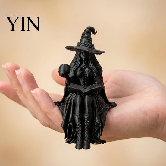 Halloween Table Decor 3D Printed Fortune Teller Figurine, Mystic Gypsy Statue for Shelf Dark Style Home Tabletop Display, Gothic Witch Sculpture with