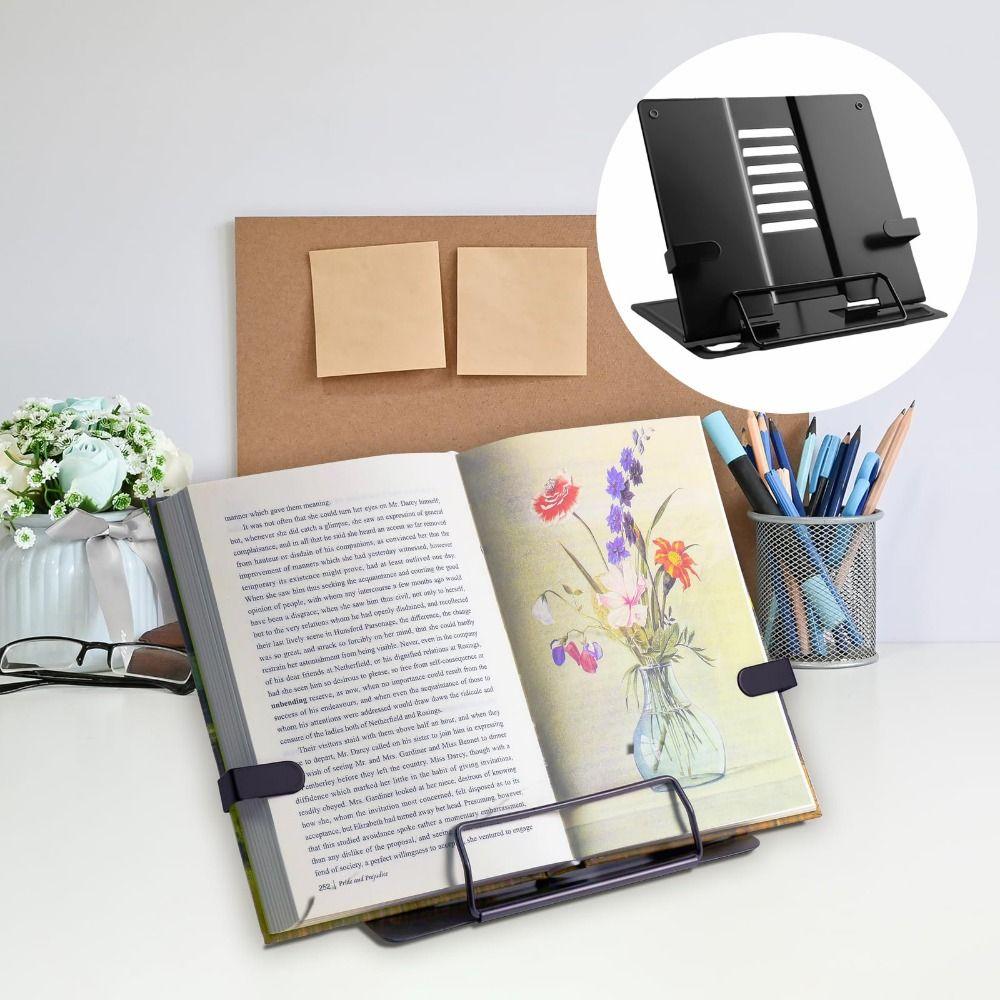 Heavy Duty Metal Desk Book Holder 6 Adjustable Positions Document Holder  Reading Support
