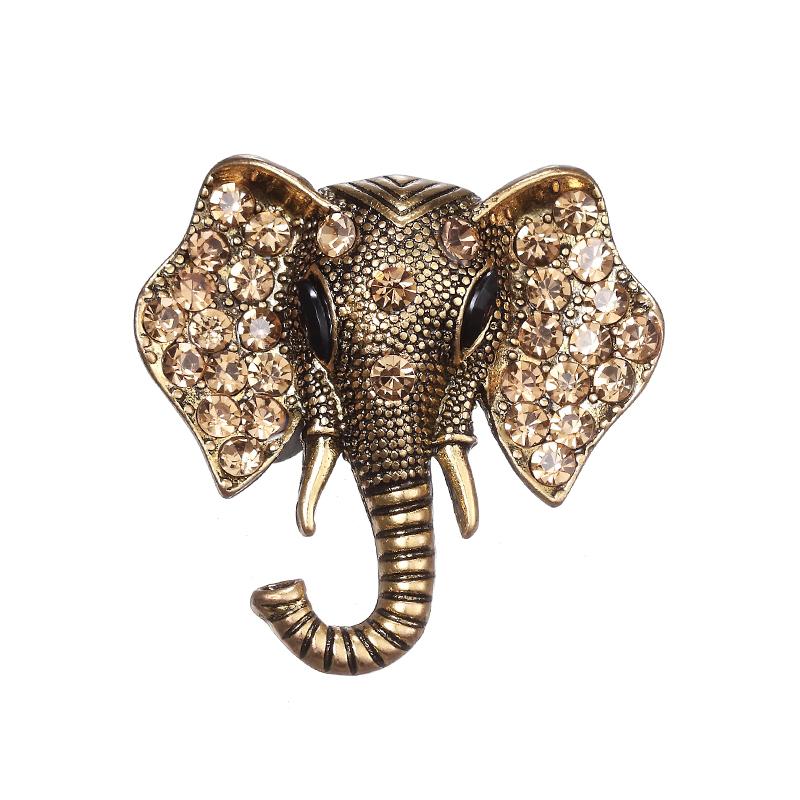 ZRM Fashion Jewelry Retro Elephant Brooch Crystal Charm Cute Elephant Pin Shawl And Badges Unisex Gift