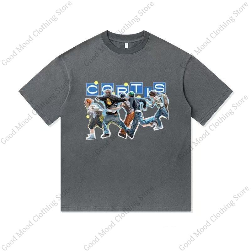CORTIS Print T Shirt Fashion Street Hip Hop Retro JUHOON KEONHO SEONGHYEON Print Tshirt Kpop Fans Cotton Short Sleeve Tee Tops