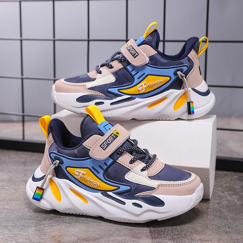 Classmate boy 2025 new autumn and winter waterproof leather surface medium and large children's sports shoes platform casual dad shoes