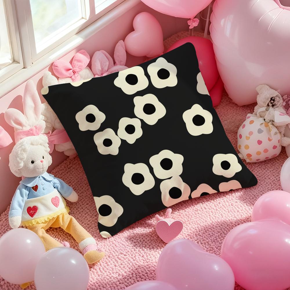 O-Orla Kiely Flower Cushion Cover Pattern Printed Pillowcase for Living Room Sofa Cushion Cover & Bedroom Decor