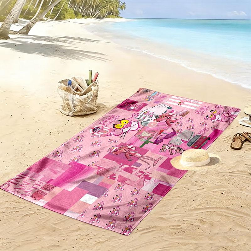Pink Panther Print Beach Towel, Large Soft Quick Dry Towel for Beach Camping Swimming
