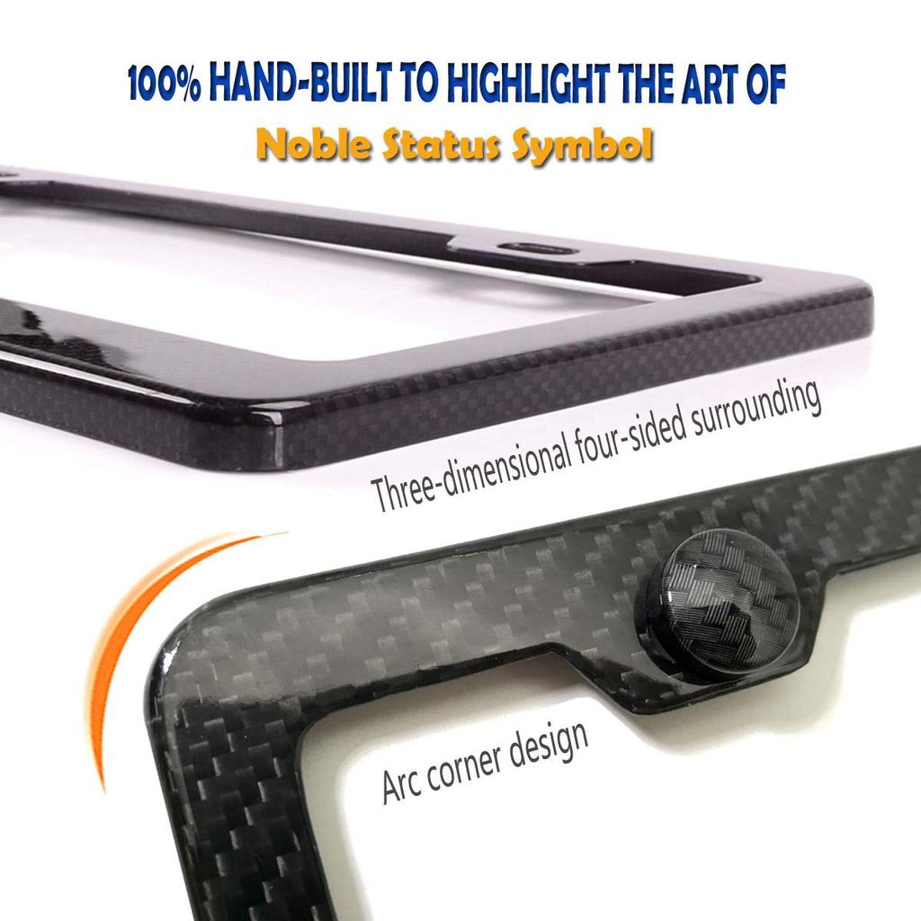 Aootf Carbon Fiber License Plate Frame- Handcrafted of 100% Real Carbon Fiber Cloth Wrap Stainless Steel Frame | Rustproof License Plate Screws with