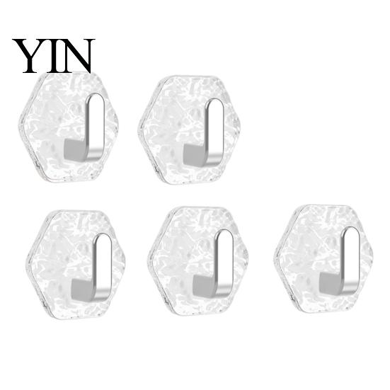 Sleek Design Wall Hooks Acrylic Adhesive Hooks, Hexagonal Wave Shape, No Drilling Easy Installation Hook, Modern Style Clear for Bathroom Kitchen