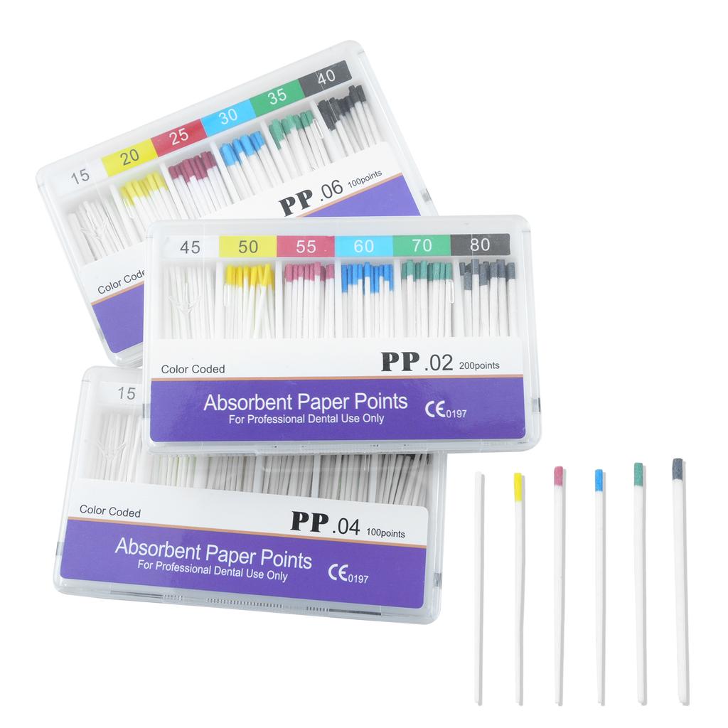 10 cutii Puncte de hârtie absorbantă dentară Vârfuri de hârtie absorbantă de umiditate Taper 0,02 0,04 0,06 Endodonție Clinici dentare Consumabile
