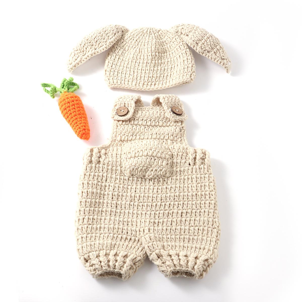 Newborn Rabbit Jumpsuit Set Carrot Themed Baby Photography Costume Three Piece Set 0-3 months