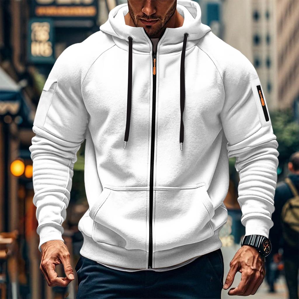 Men Athletic Workout Jacket Fashion Sweatshirt Pockets Fall Fashion Oversized Hoodies