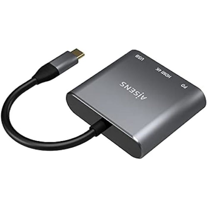 Adaptateur - AISENS - USB-C À HDMI/USB-C/USB 3.0 - 3 En 1 - Gris